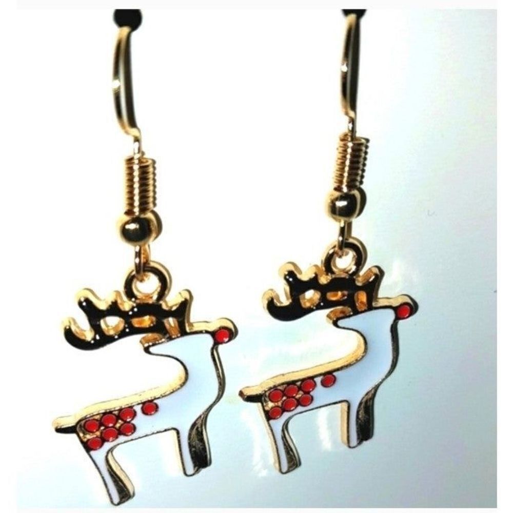 Hand CRAFTED Reindeer holiday earrings